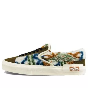 Кроссовки slip-on plush splicing retro colorblock casual skate shoes green Vans, зеленый