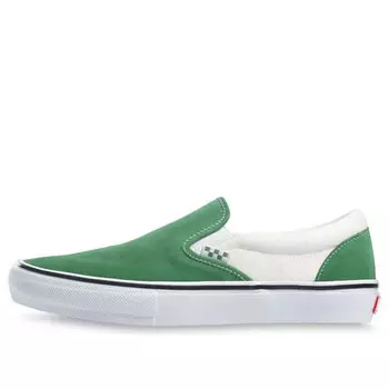 Кроссовки slip-on turn fur splicing low top casual canvas skate shoes retro green Vans, зеленый