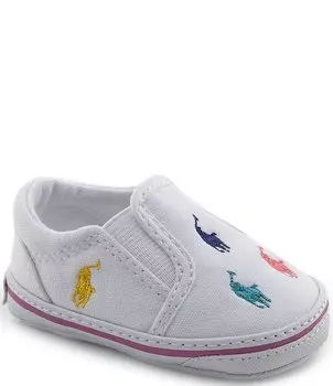 Кроссовки-слипоны из оксфордской ткани Polo Ralph Lauren для девочек Bal Harbour, слипоны (для младенцев), белый