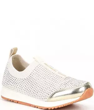 Кроссовки-слипоны Michael Kors Girls' Allie Sock Crystal (Молодежные), слоновая кость