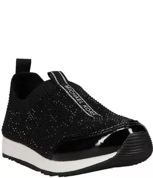 Кроссовки-слипоны Michael Kors Girls' Allie Sock Crystal (Молодежные), черный