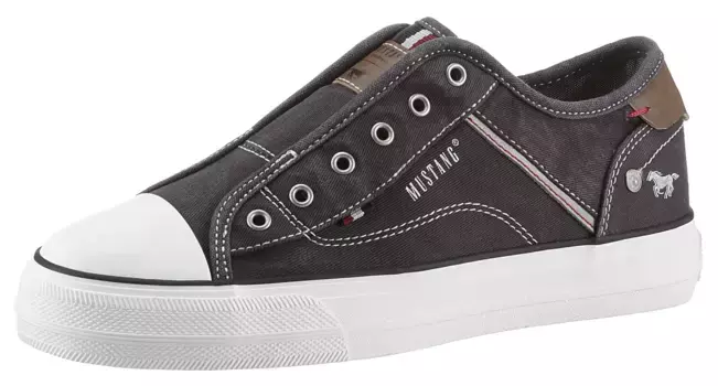 Кроссовки-слипоны Mustang Shoes, кроссовки на платформе, тапочки, повседневная обувь с практичной резинкой, антрацит