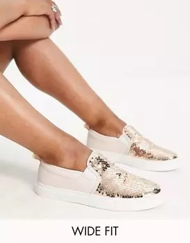 Кроссовки-слипоны розового золота с пайетками ASOS Dreamy широкого кроя