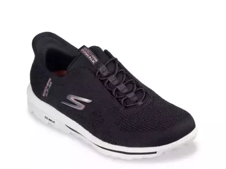 Кроссовки-слипоны Skechers Hands Free Slip-ins GO WALK Travel Milan — женские, черные/розовые