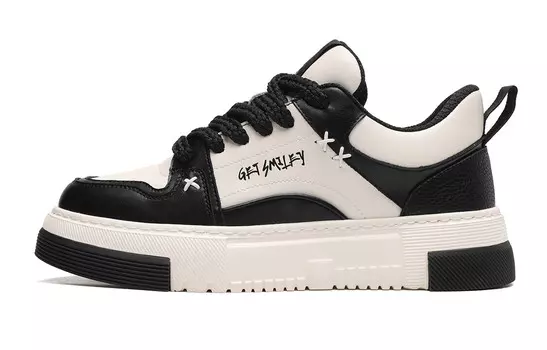 Кроссовки SMILEY Skateboarding Shoes Men Low-top, белый/черный