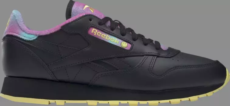 Кроссовки smiley x classic leather '50th anniversary - black' Reebok, черный