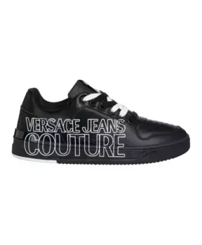 Кроссовки со звездами и узором на шнуровке Versace Jeans Couture, черный