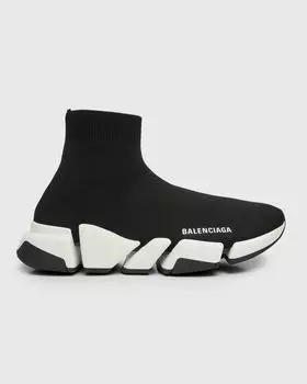 Кроссовки Speed 2.0 из переработанного трикотажа с двухцветной подошвой Balenciaga, цвет 1015 Black/White/Black