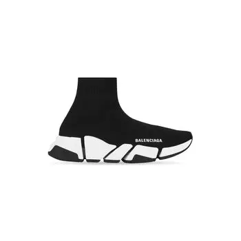 Кроссовки Speed 2.0 из переработанного трикотажа с двухцветной подошвой BALENCIAGA, черный/белый