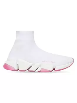 Кроссовки Speed 2.0 из переработанного трикотажа с прозрачной подошвой Balenciaga, белый