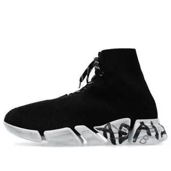 Кроссовки speed 2.0 lace up sneakers 'black recycled knit and white sole unit' Balenciaga, черный