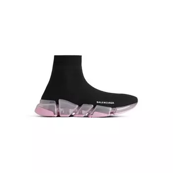 Кроссовки Speed 2.0 с полностью прозрачной подошвой из переработанного трикотажа BALENCIAGA, черный/розовый