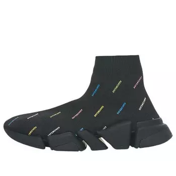Кроссовки speed 2.0 sneakers 'recycled knit black with multicolor allover logo' Balenciaga, черный