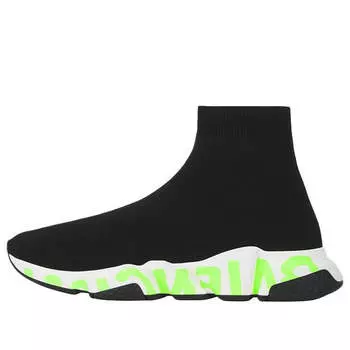 Кроссовки speed graffiti sneakers 'black knit fluo green graffiti sole unit' Balenciaga, черный