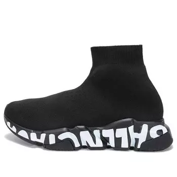 Кроссовки speed graffiti sneakers 'black knit white graffiti sole unit' Balenciaga, черный