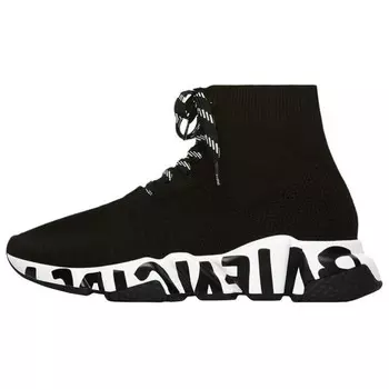 Кроссовки Speed Lifestyle женские высокие черные/белые Balenciaga