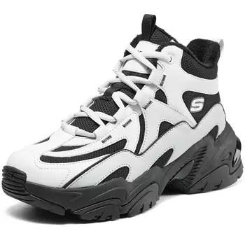 Кроссовки спортивные женские Skechers Mecha теплые, белый / черный