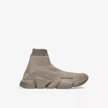 Кроссовки средней длины из эластичной ткани Speed Full Knit Balenciaga, серый