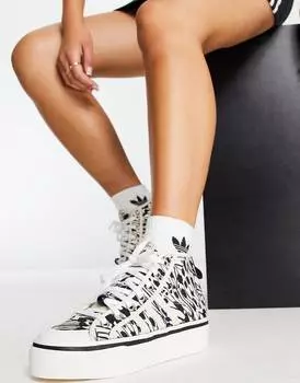 Кроссовки средней длины на платформе adidas Originals Nizza с анималистическим принтом