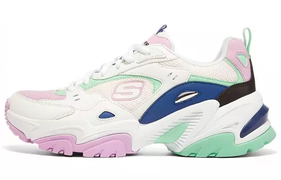 Кроссовки Stamina V2 Chunky женские низкие белые/черные/темно-синие Skechers