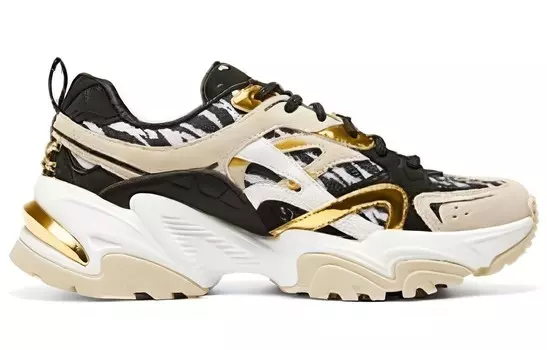 Кроссовки Stamina V2 Chunky женские низкие коричневые, черные, белые, золотые Skechers