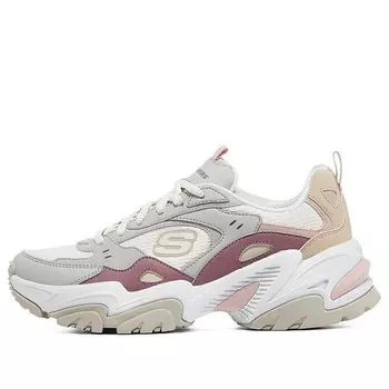Кроссовки stamina v2 'light gray white red' Skechers, серый