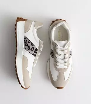 Кроссовки Stone с леопардовым принтом New Look, светло-серый