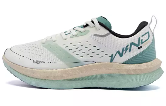 Кроссовки Strong Winds SE мужские с низким верхом цвета слоновой кости, нефритового зеленого цвета Qiaodan