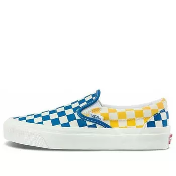 Кроссовки style 98 checkboard yellow blue Vans, синий