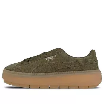 Кроссовки suede platform trace 'olive night' Puma, зеленый