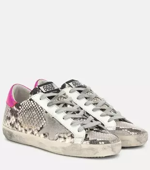 Кроссовки Super-Star из кожи с тиснением под змею Golden Goose, разноцветный