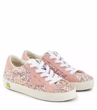 Кроссовки Super-Star с блестками и кожей Golden Goose, розовый