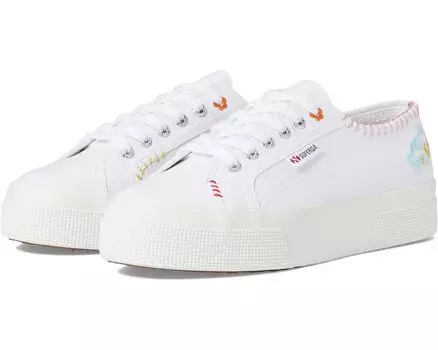 Кроссовки Superga 2740 Happy Logo, цвет White/Multicolor Embroidery Logo