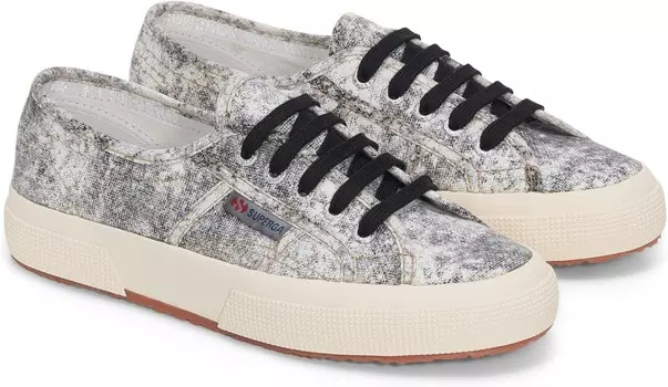 Кроссовки Superga 2750 cotton denim destroyed, цвет White Black Beige Gardenia