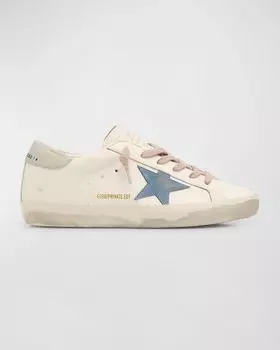 Кроссовки Superstar из смесовой кожи Golden Goose, цвет White Grey Light Blue