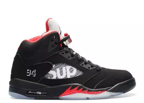 Кроссовки SUPREME X AIR JORDAN 5 RETRO 'BLACK', черный