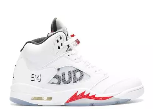 Кроссовки SUPREME X AIR JORDAN 5 RETRO 'WHITE', белый
