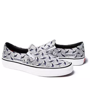 Кроссовки supreme x classic slip-on pro 'diamond plate white' Vans, белый