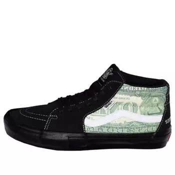 Кроссовки supreme x skate grosso mid 'dollar bill - black' Vans, черный