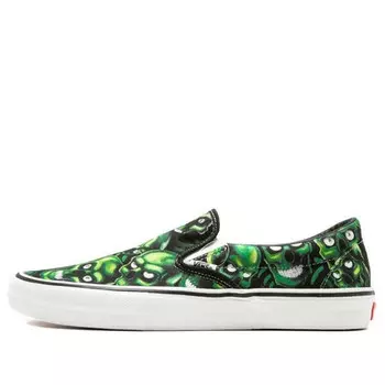 Кроссовки supreme x slip-on 'glow-in-the-dark skull pile' Vans, черный