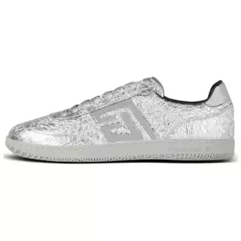 Кроссовки Swan из металлической кожи Balmain, серебряный