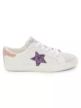 Кроссовки Tali из кожи и замши с блестками и звездами для маленьких девочек и девочек Vintage Havana, цвет White Grey