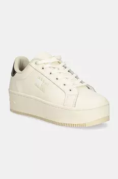 Кроссовки TJW FLATFORM SNEAKER METALLIC кожаные Tommy Jeans, бежевый
