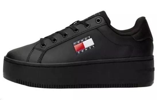 Кроссовки Tommy Jeans Flatform Leather Sneakers, черный
