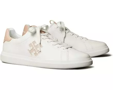 Кроссовки Tory Burch Double T Howell Court, цвет Titanium White/Shell Pink