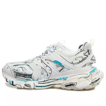Кроссовки track 1.0 sneakers ' white blue mesh and nylon graffiti' Balenciaga, белый