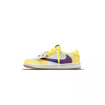 Кроссовки Travis Scott Air Jordan 1 Vintage Basketball Shoes Women's Low-top Red, Blue, Violet, цвет Canary