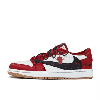 Кроссовки Travis Scott Air Jordan 1 Vintage Basketball Shoes Women's Low-top, красный
