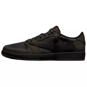 Кроссовки Travis Scott Air Jordan 1 Vintage Basketball Shoes Men Low-top Black/Brown, черный/коричневый