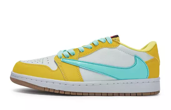 Кроссовки Travis Scott Air Jordan 1 Vintage Basketball Shoes Women's Low-top Tiffany, желтый